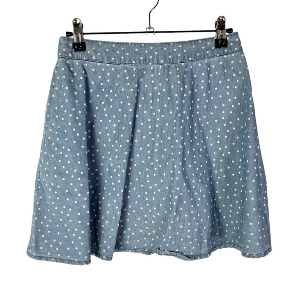 Forever 21 Chambray Blue & White Polka Dot A-Line Mini Skirt XS - Picture 3 of 6
